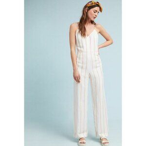 Anthropologie The Essential Jumpsuit Linen Blend Yarn-Dyed Stripe S/M MSRP: $148